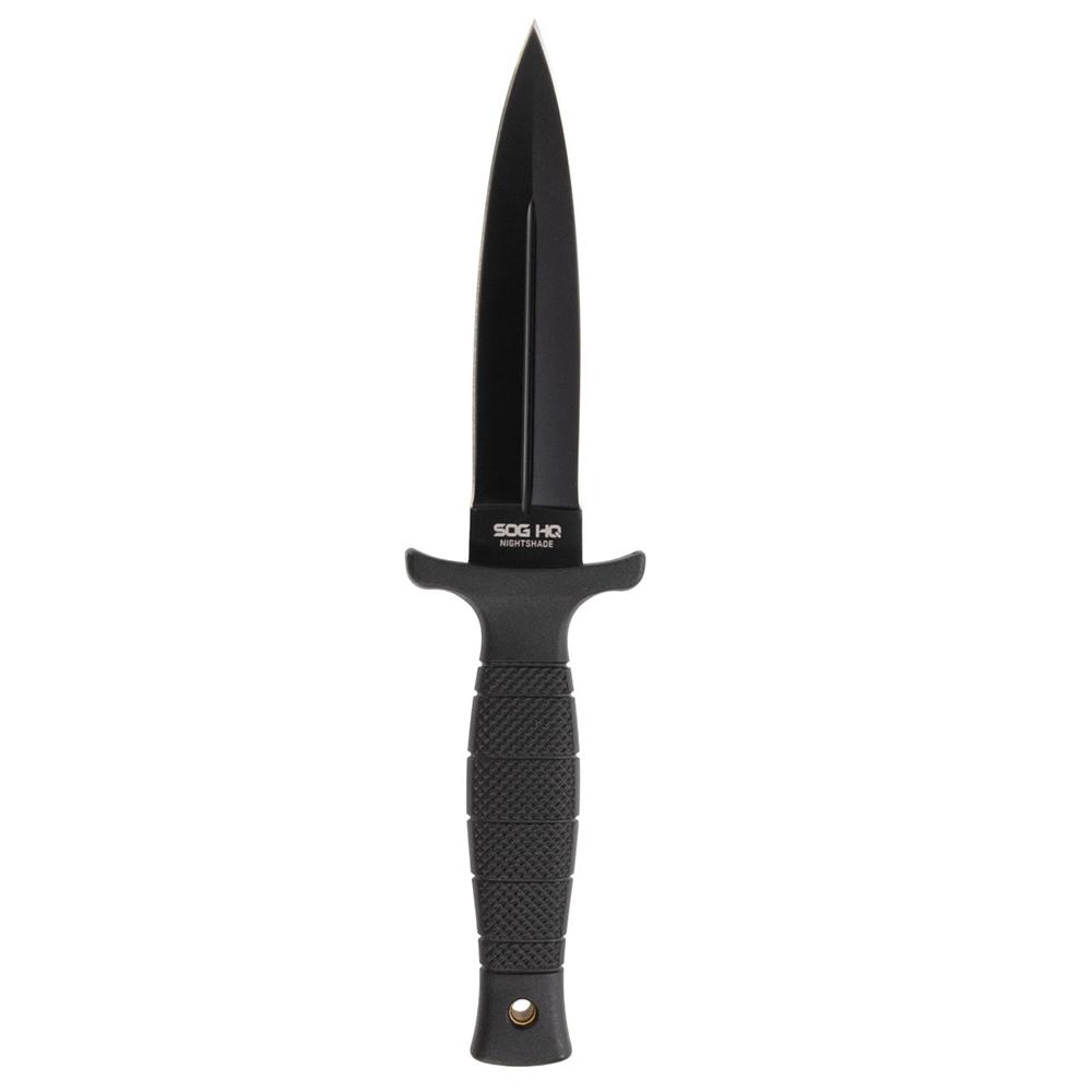 https3A2F2Fmedia.chattanoogashooting.com2Fimages2Fproduct2FSGSOG174402432FSGSOG17440243-1.jpg SOG Knives Nightshade Fixed Knife 4-3/4" Spear Point Blade Black - Image 1