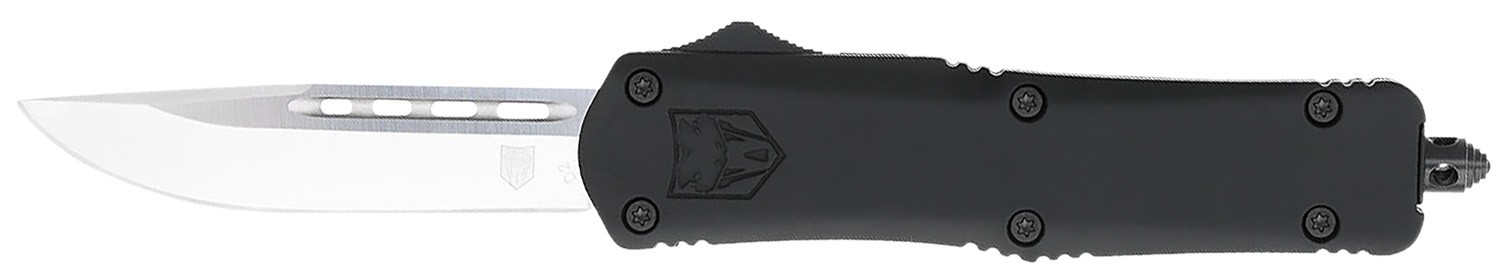 178712 CobraTec Knives MBFS3DNS FS-3 Medium 3" OTF Drop Point Plain D2 Steel Blade, 4.50" Black Aluminum Alloy Handle - Image 1