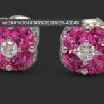 40049 WG Pink Sapph Flower Stud