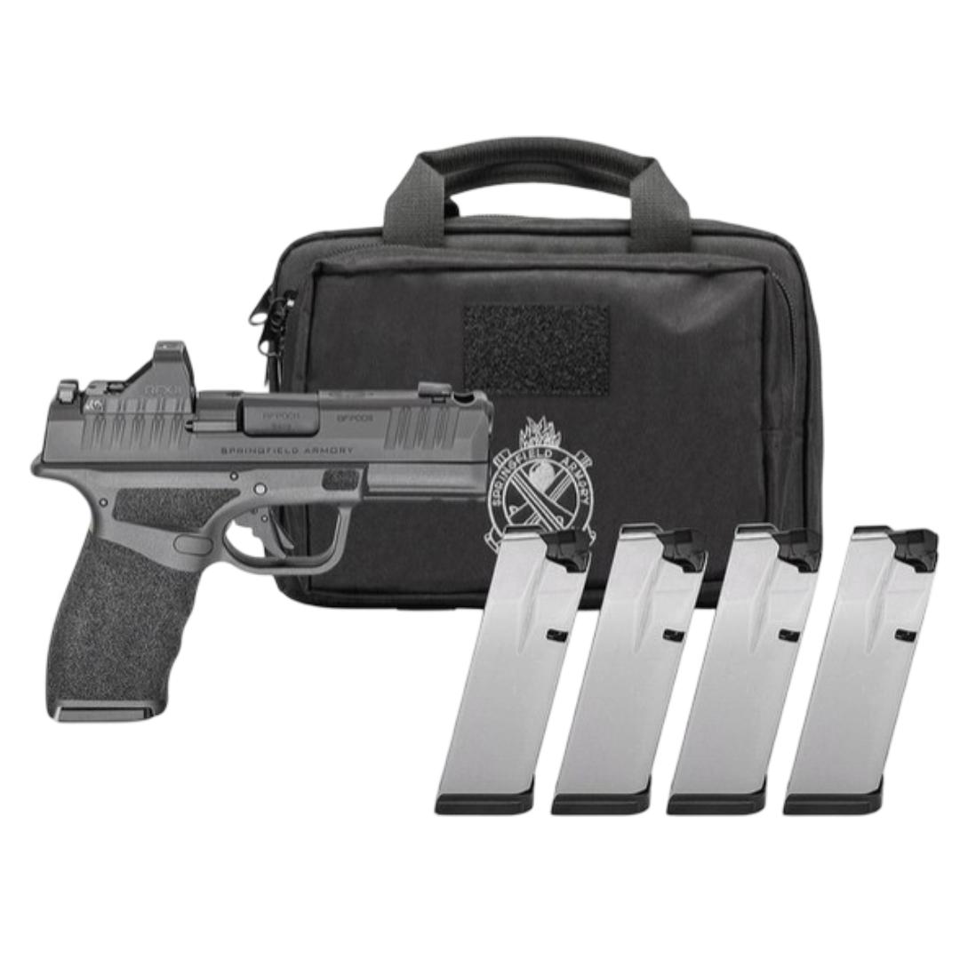 https3A2F2Fmedia.chattanoogashooting.com2Fimages2Fproduct2FFKHCP9379BOSPCACOMPPAC2Fhellcatgp Springfield Gear Pac Hellcat Pro Comp OSP Handgun 9mm Luger 10rd Magazines(4) 3.7" Barrel Green Dot & Bag CA Compliant - Image 1