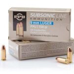 PPU Subsonic Handgun Ammunition 9mm Luger FMJ 158 gr 950 fps 50/ct