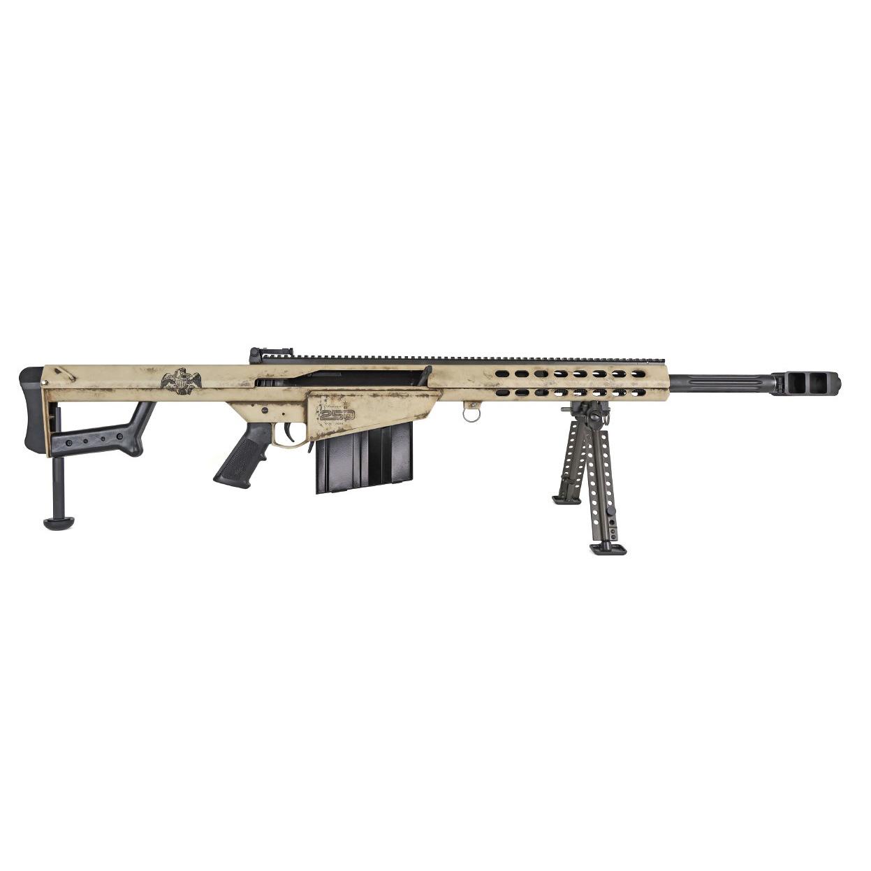 https3A2F2Fmedia.chattanoogashooting.com2Fimages2Fproduct2FGX201522FGX201521.jpg Barrett 82A1 America 250th Anniversary Rifle Package 50 BMG 10rd Magazine 20'' Fluted Barrel Tomahawk Coin and Case - Image 1
