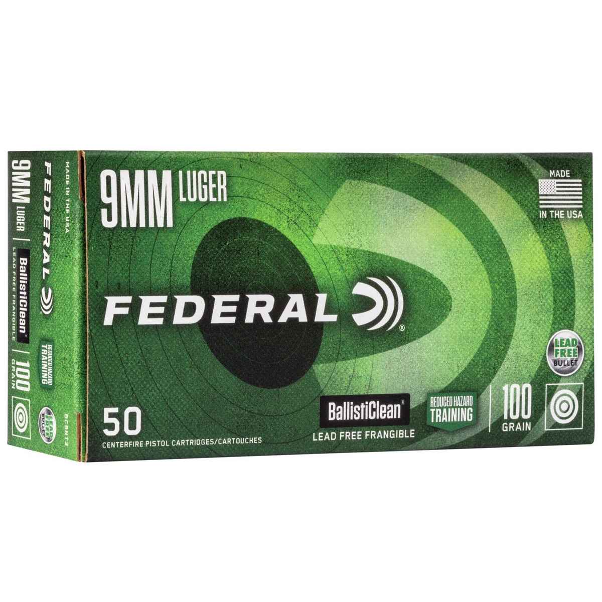 Federal Ballisticlean Frangible Handgun Ammunition 9mm Luger 100 gr RHT 1240 50/ct - Federal Premium